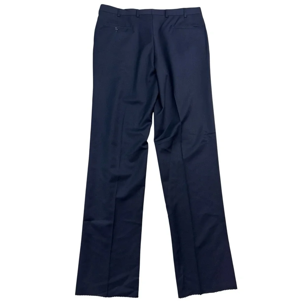 NEW Jos A Bank 40L 40 Unhemmed Navy Blue Dress Suit Pants Trousers Wool Pleated